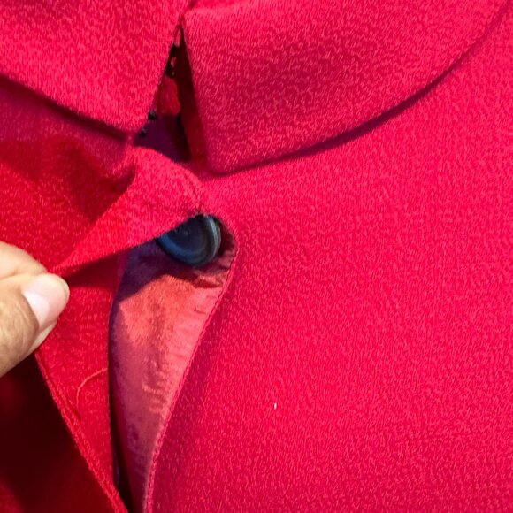 ✨Akris Size XS Women's Red Coat Wool Blend Long Sleeve Knee-Length✨ - Picture 9 of 9